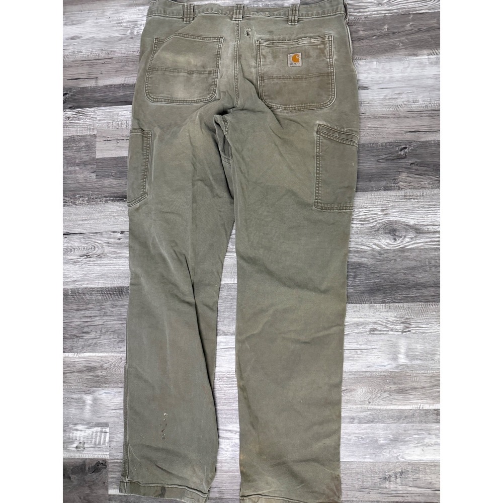 Carhartt Mens 36x36 Relaxed Fit Double Knee Work Pants Olive Green Canvas 102802